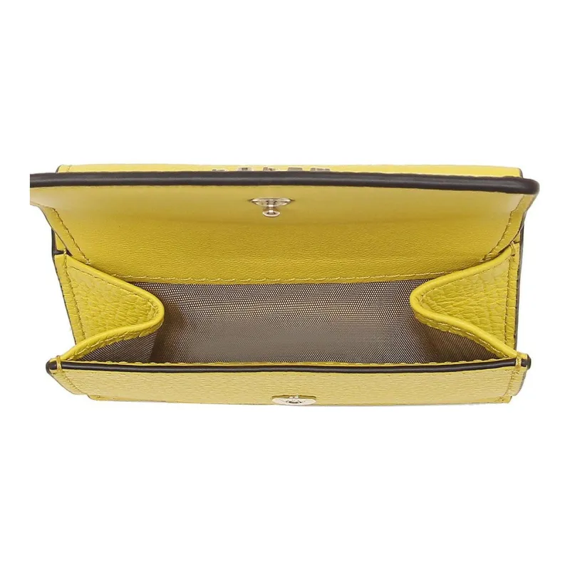 Furla Cow Leather Wallet Small Size Women's Yellow-4