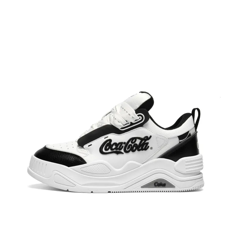 Coca Cola Puffy Shoes Low Top Stylish Skateboarding Shoes Unisex White-0