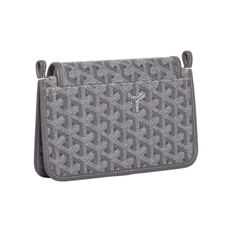 GOYARD Plumet Canvas With Leather Envelope Bag Handheld Shoulder Bag Crossbody Bag Small Size Unisex Gray/Red-2