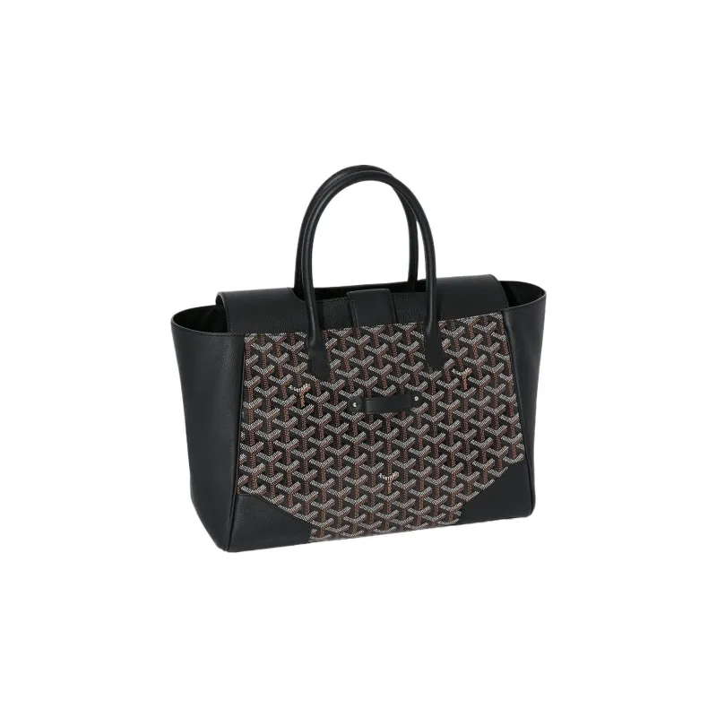 GOYARD Saigon Canvas With Leather Xigong Tote Handbags Shoulder Bags Large Size Unisex Black-4