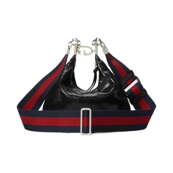 GUCCI Attache Crystal Canvas Dumpling Bag Portable Crossbody Bag Shoulder Bag Women's Black