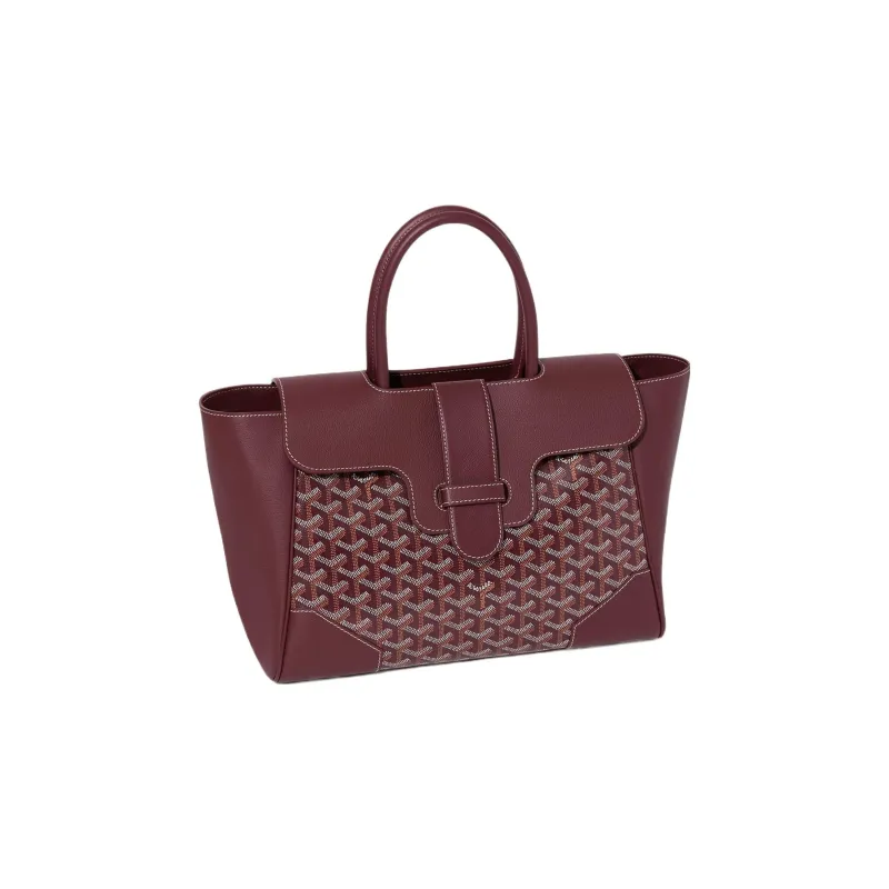 GOYARD Saigon Canvas With Leather Xigong Tote Handbags Shoulder Bags Large Size Unisex Burgundy-2