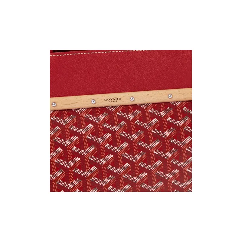 GOYARD Saigon Canvas With Leather Xigong Tote Handbags Shoulder Bags Large Size Unisex Red-5