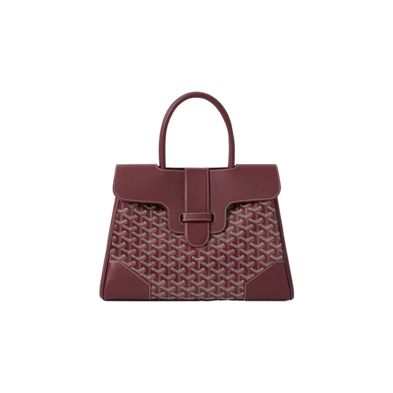 GOYARD Saigon Canvas With Leather Xigong Tote Handbags Shoulder Bags Large Size Unisex Burgundy-0