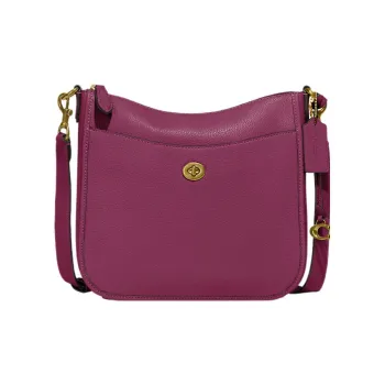 COACH Chaise Pebbled Leather Shoulder Bag Crossbody Bag Women's Dark Plum
