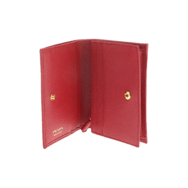 PRADA Cow Leather Wallet Regular Women's Red-4