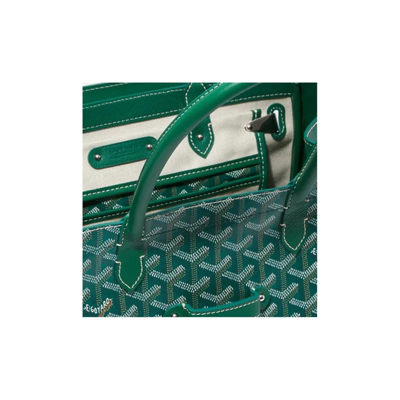 GOYARD Saigon Canvas With Leather Saigon Tote Handbag, Shoulder Bag Large Size Unisex Green-6