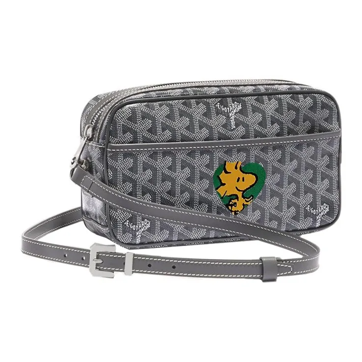 GOYARD Cap-Vert Canvas With Leather Camera Bag Shoulder Bag Crossbody Bag Small Size Unisex Gray/Green-0