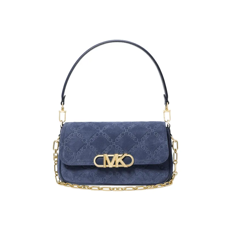 MICHAEL KORS PARKER Cow Leather Handbag, Shoulder Bag Medium Size Women's Blue-0