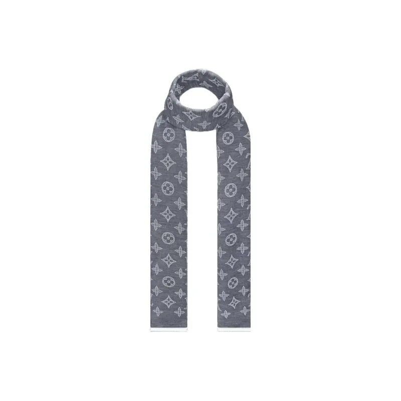 LOUIS VUITTON Monogram SHADOW Knit Scarves Men's Blue-2