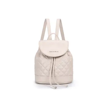 UNITE STAR Soft Leather, PU, Textile Bucket Bag Backpack Women's Cream Beige White/Black