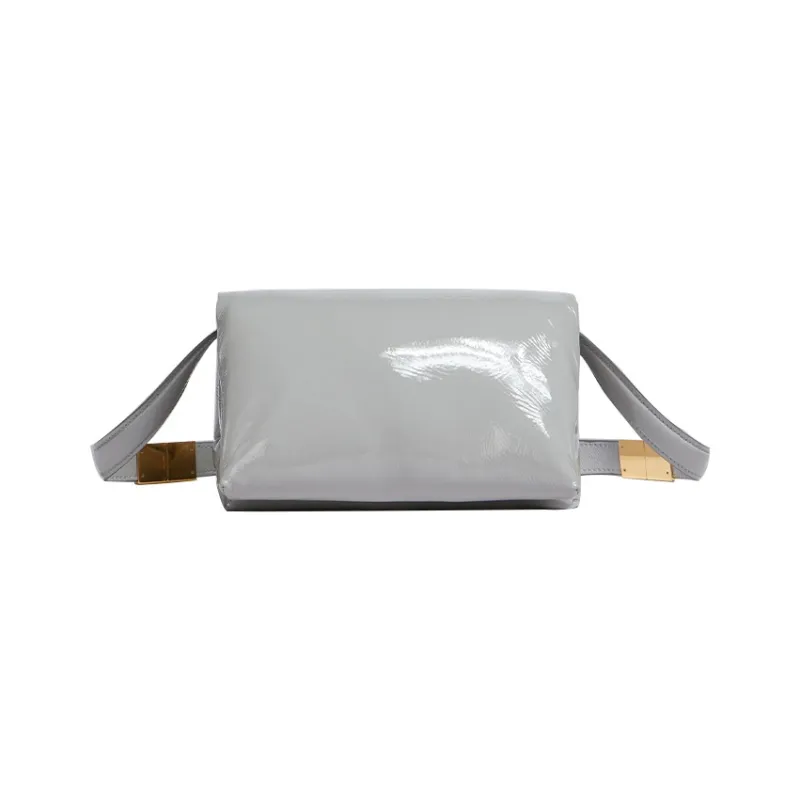 MARNI Patent Leather Crossbody Bag, Shoulder Bag Women's Gray-0