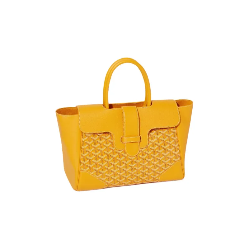 GOYARD Saigon Canvas With Leather Xigong Tote Handbags Shoulder Bags Large Size Unisex Yellow-2