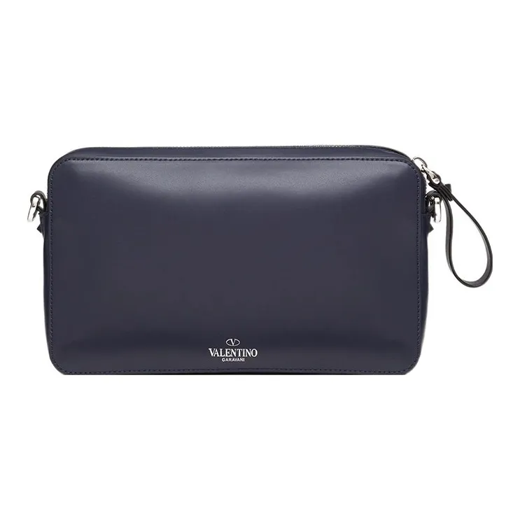 Valentino VLTN Leather Shoulder Bag Crossbody Bag Men's Black Deep Red-2