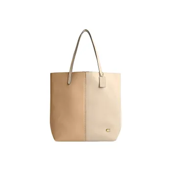 COACH Nomad Leather Tote Bag Shopping Bag Handbag Shoulder Bag Women's Khaki & Milk Tea