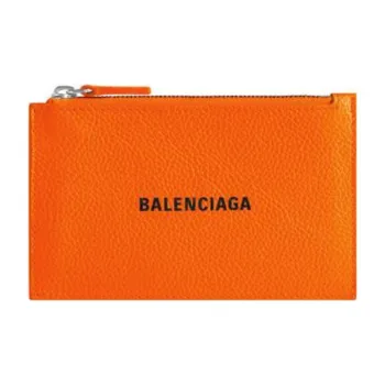 Balenciaga Cow Leather Card Holder Tubas Men's Orange