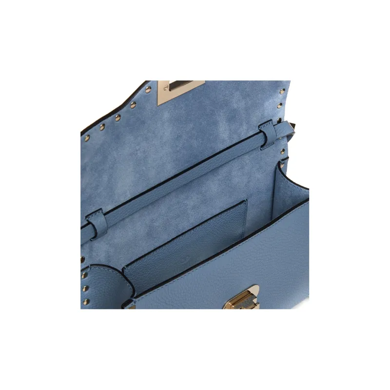 Valentino Rockstud Calfskin Messenger Bag Shoulder Bag Crossbody Bag Women's Transparent Blue-3