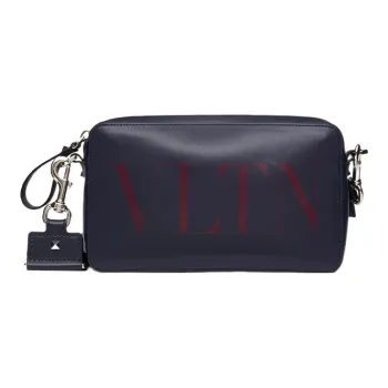 Valentino VLTN Leather Shoulder Bag Crossbody Bag Men's Black Deep Red