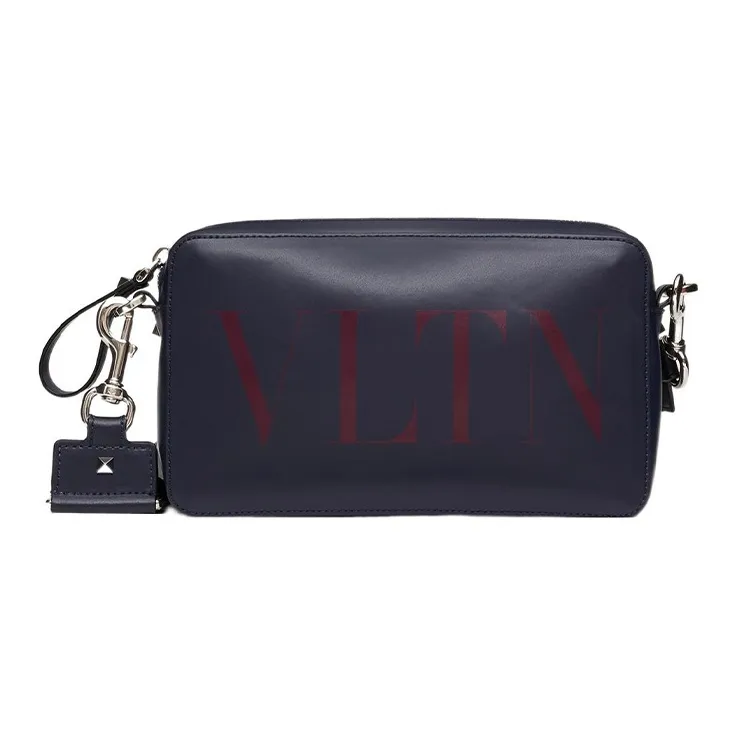 Valentino VLTN Leather Shoulder Bag Crossbody Bag Men's Black Deep Red-0