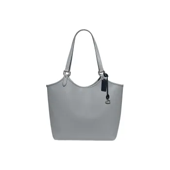 COACH Day Pebbled Leather With Coated Canvas Tote Bag Shopping Bag Handbag Shoulder Bag Women's Gray Blue