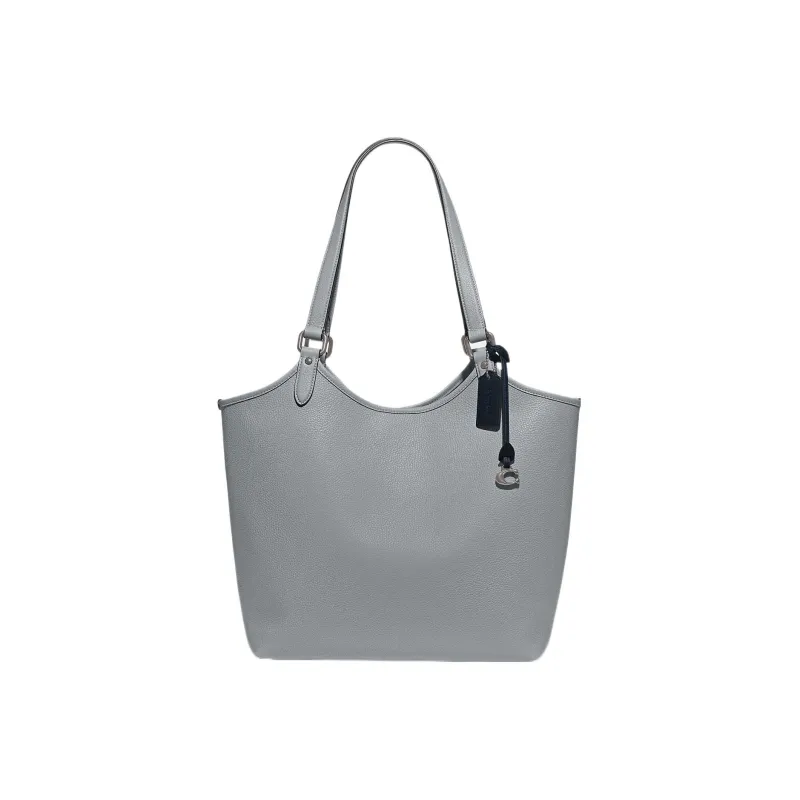 COACH Day Pebbled Leather With Coated Canvas Tote Bag Shopping Bag Handbag Shoulder Bag Women's Gray Blue-0
