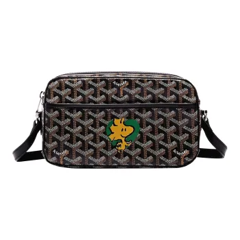 GOYARD Cap-Vert Canvas With Leather Camera Bag Shoulder Bag Crossbody Bag Small Size Unisex Black & Green