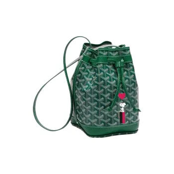 GOYARD Snoopy Co-branded Petit Flot Canvas With Leather Bucket Bags Shoulder Bags Women's Green/Red Heart Balloons