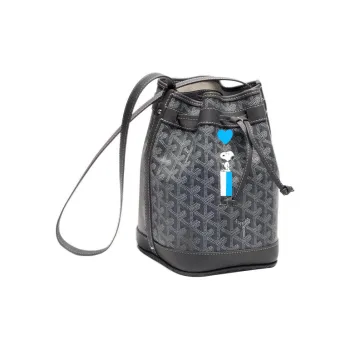 GOYARD Snoopy Co-branded Petit Flot Canvas With Leather Bucket Bags Shoulder Bags Women's Gray/Blue Heart Balloon