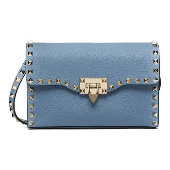 Valentino Rockstud Calfskin Messenger Bag Shoulder Bag Crossbody Bag Women's Transparent Blue
