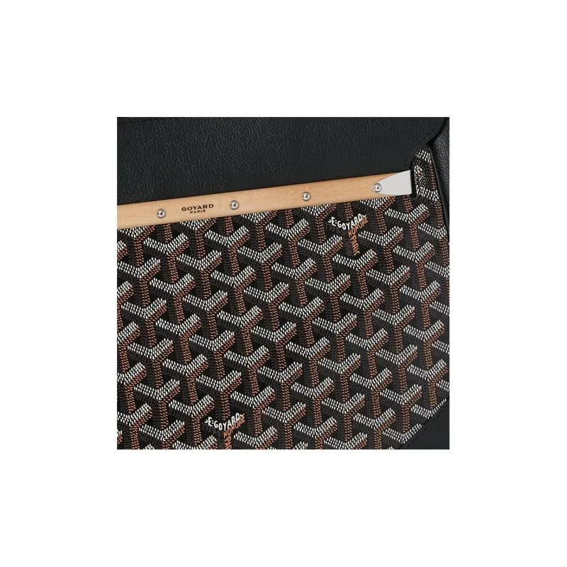 GOYARD Saigon Canvas With Leather Xigong Tote Handbags Shoulder Bags Large Size Unisex Black-5