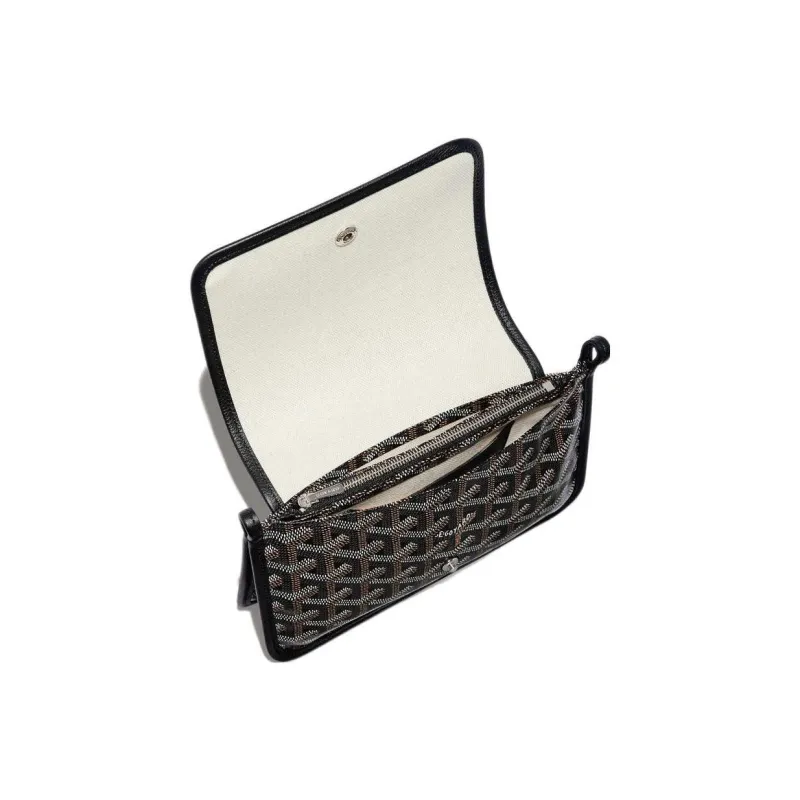 GOYARD Plumet Canvas With Leather Envelope Bag Handheld Shoulder Bag Crossbody Bag Small Size Unisex Black/Blue-3