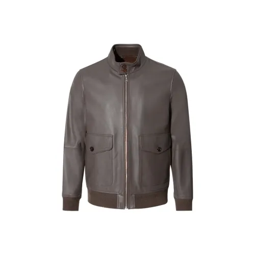 ANDREW MACKENZIE Leather Jackets Men Coffee