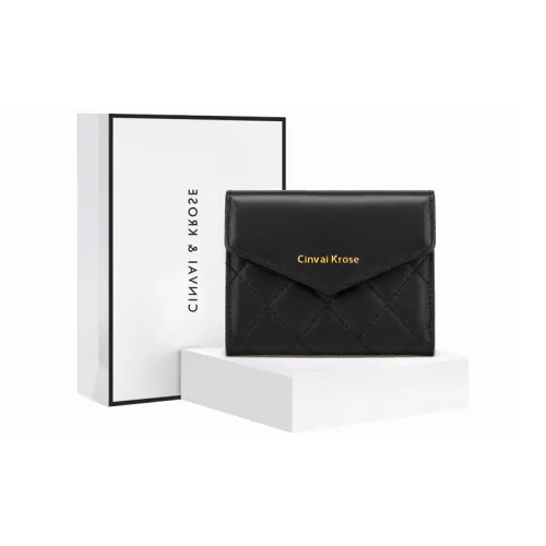 Simvay Clos Cow Leather Cropped Foldable Coin Purse Card Holder ID Holder Clutch Wallet Regular Women's Black