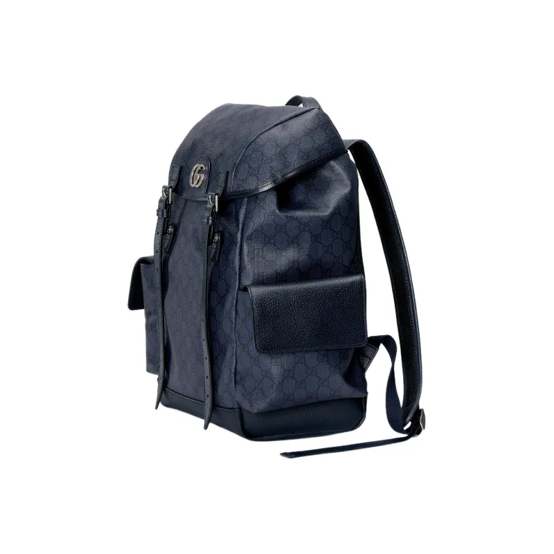 GUCCI Ophidia Canvas With Leather Backpack Medium Size Men's Blue/Black-1