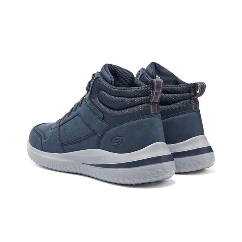 Skechers Delson 3.0 Anti Slip Wear Resistant Breathable Supportive Lightweight Mid Top Casual Shoes Men's Navy-4