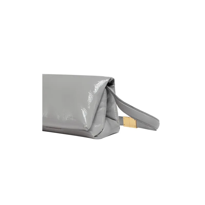 MARNI Patent Leather Crossbody Bag, Shoulder Bag Women's Gray-4