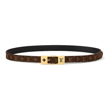 LOUIS VUITTON Logo Print, Pin Buckle Leather Belts Unisex Brown Width 1.8CM