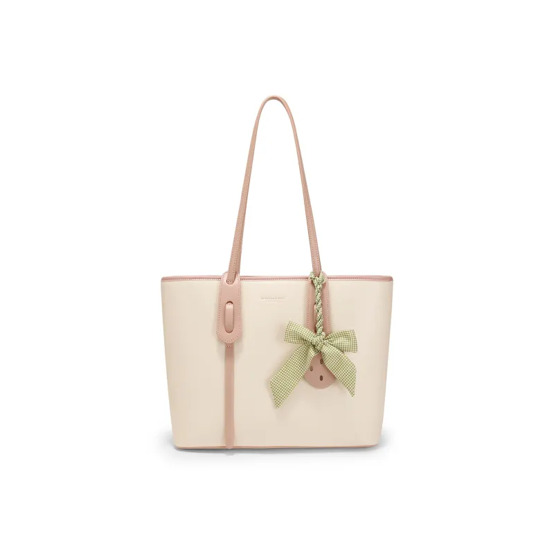 MEXICAN Polyurethane Tote Bag, Shopping Bag, Shoulder Bag Women's Ecru & Apricot/Ecru & Pink/Ecru & Green-9