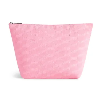 Balenciaga Cotton With Calfskin Clutch Medium Size Women's Pink