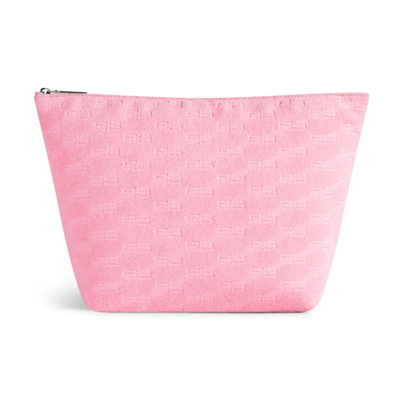 Balenciaga Cotton With Calfskin Clutch Medium Size Women's Pink-0