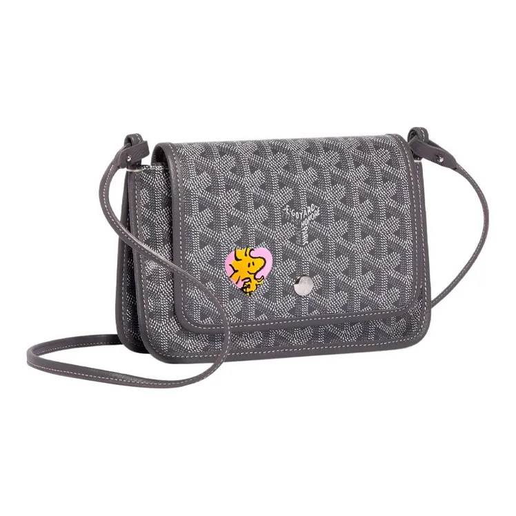 GOYARD Plumet Canvas With Leather Envelope Bag Handheld Shoulder Bag Crossbody Bag Small Size Unisex Gray/Pink-0