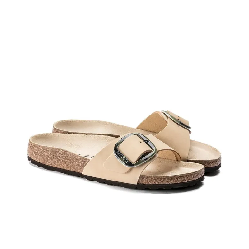 Birkenstock Madrid Big Buckle Slide Slippers Women's Beige Narrow Fit-2
