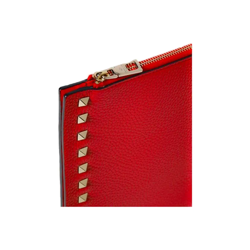Valentino GARAVANI Calfskin Wallet Clutch Regular Women's Red-4