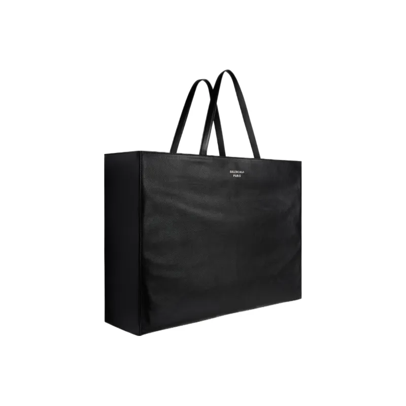 Balenciaga Smooth Calf Leather Tote Bag Shopping Bag Handbag Extra Large Men's Black-1