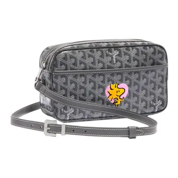 GOYARD Cap-Vert Canvas With Leather Camera Bag Shoulder Bag Crossbody Bag Small Size Unisex Gray/Pink