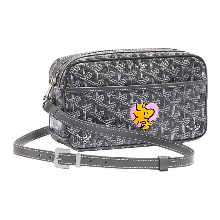 GOYARD Cap-Vert Canvas With Leather Camera Bag Shoulder Bag Crossbody Bag Small Size Unisex Gray/Pink-0
