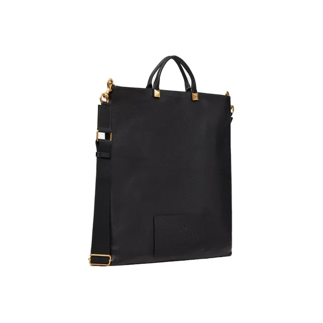 Valentino Cow Leather Tote Bag, Shopping Bag, Shoulder Bag, Crossbody Bag, Handbag Unisex Black-2