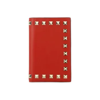 Valentino Cow Leather Card Holder Wallet Women's Red