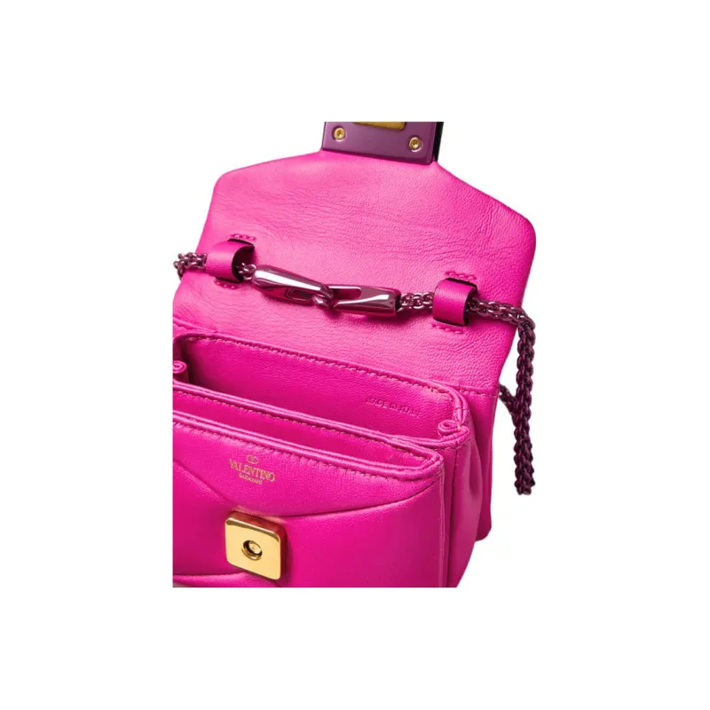 Valentino One Stud Lambskin Handbag Crossbody Bag Shoulder Bag Mini Women's Pink-4