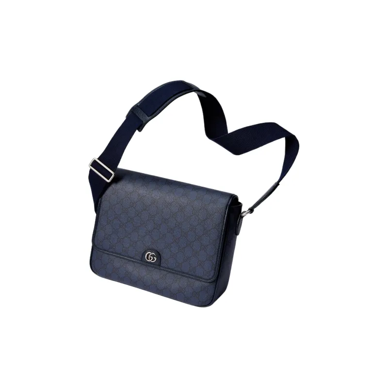 GUCCI Ophidia Canvas With Leather Canvas Bag, Messenger Bag, Shoulder Bag, Crossbody Bag Medium Size Men's Blue/Black-2